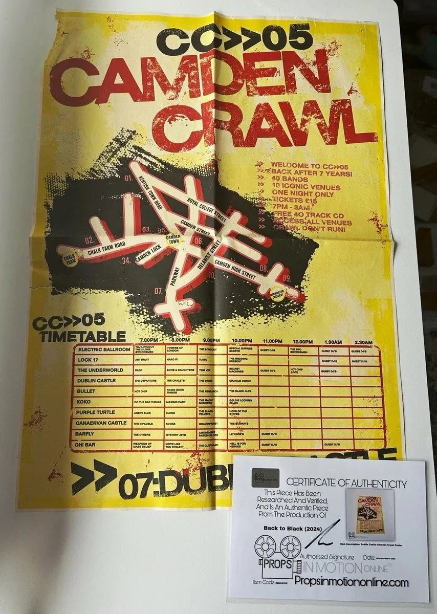 Back to Black 2024 Film Prop film tv rare COA Dublin Castle Camden Crawl Poster