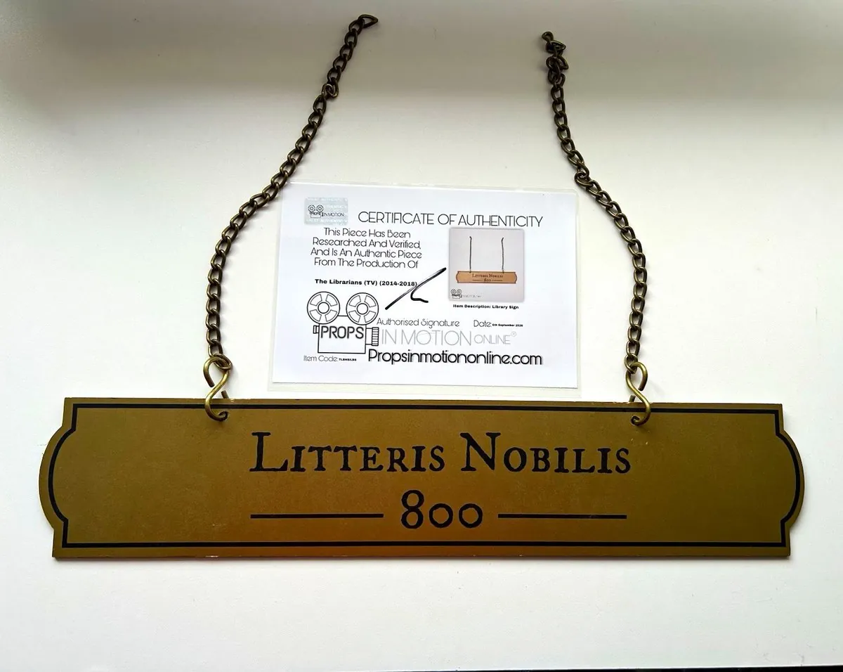 The Librarians Litteris 800 sign Screen Used Movie Prop Film TV COA Worn Sci-fi