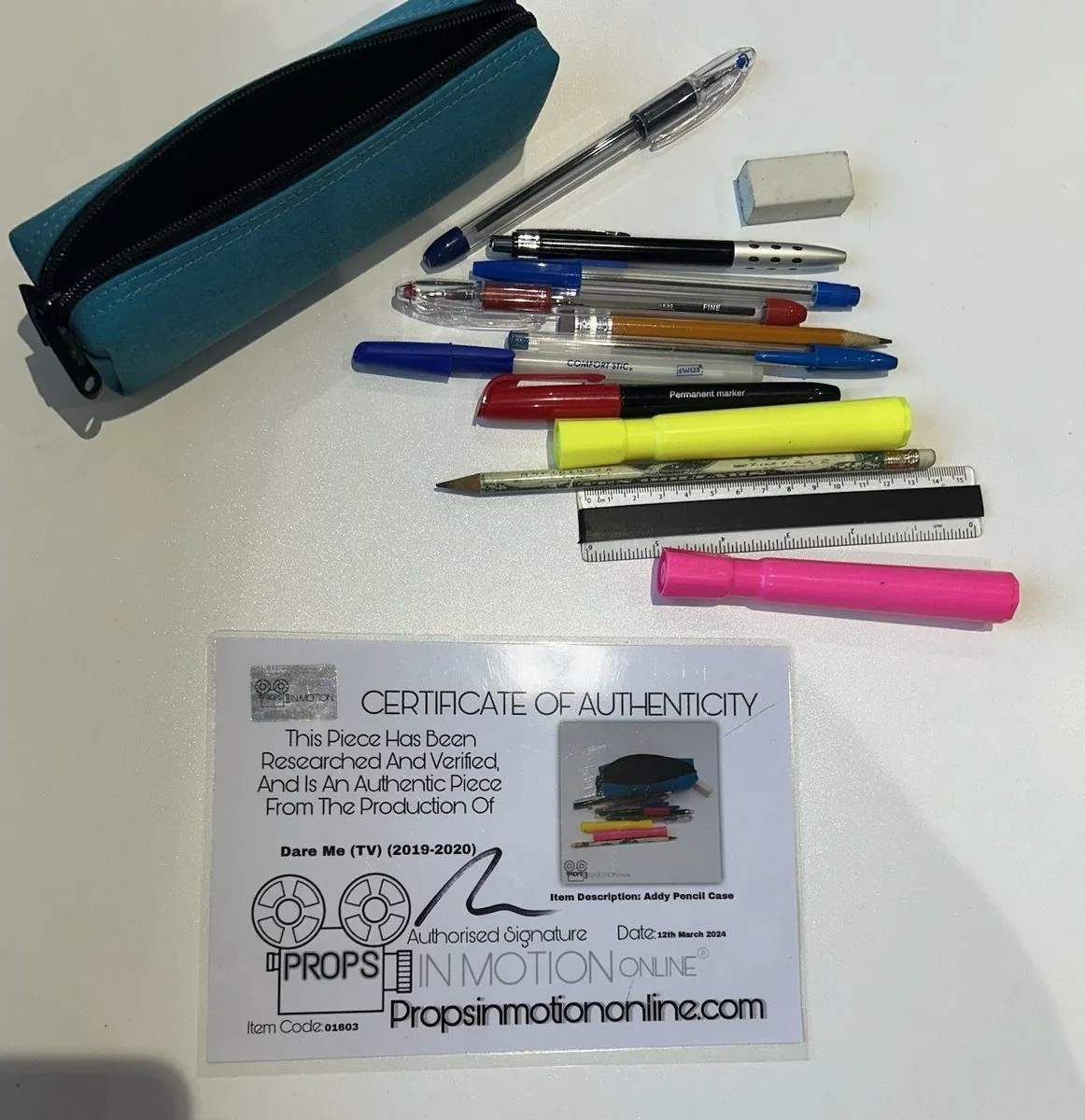 Dare Me Netflix Film Prop COA Addy Pencil Case production used series