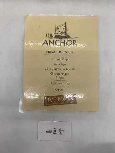 Siren Series Anchor Menu Used Movie Prop Film TV COA Rare Production