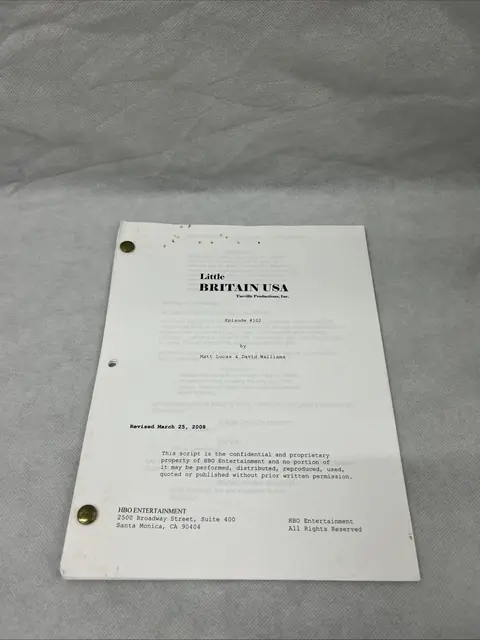 Little Britain USA Ep 102 Production Used Script HBO Series Prop COA Rare 2008