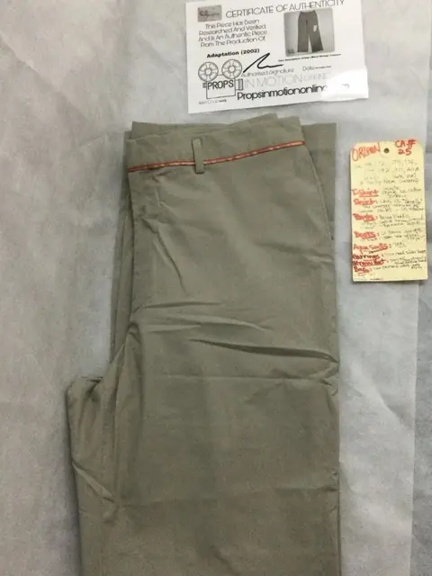 Meryl Streep Adaptation Trousers Screen Used Wardrobe Film Prop Coa Nicolas Cage