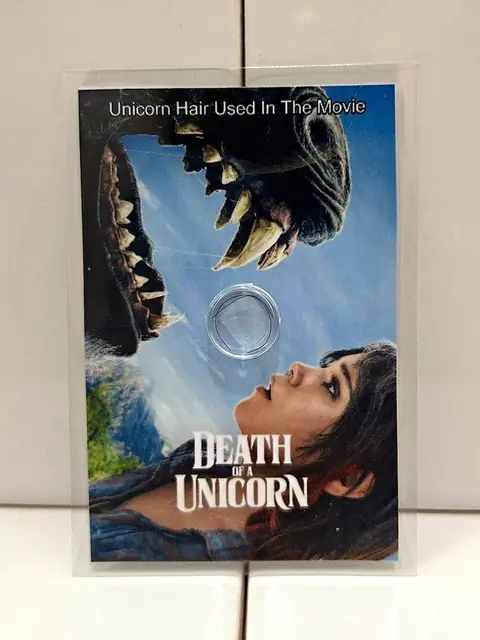 Death of a Unicorn film prop COA Unicorn Hair display