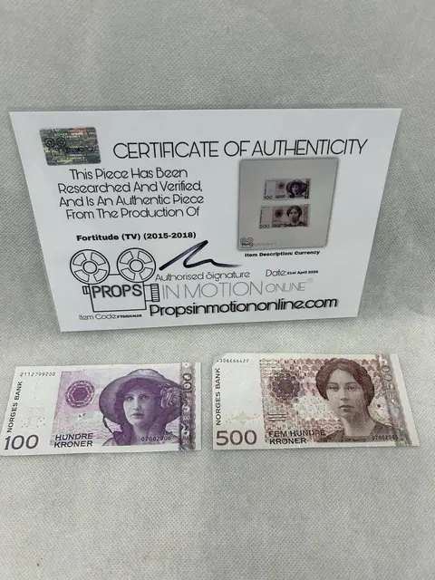Fortitude Money Bills Used TV Show Props COA