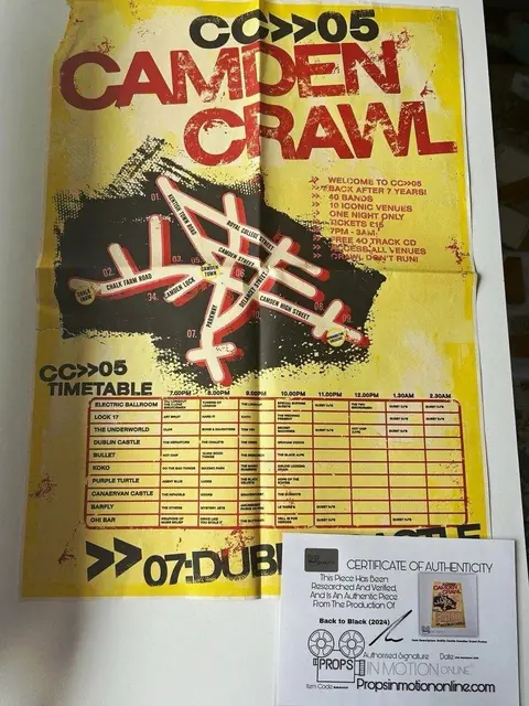 Back to Black 2024 Film Prop film tv rare COA Dublin Castle Camden Crawl Poster