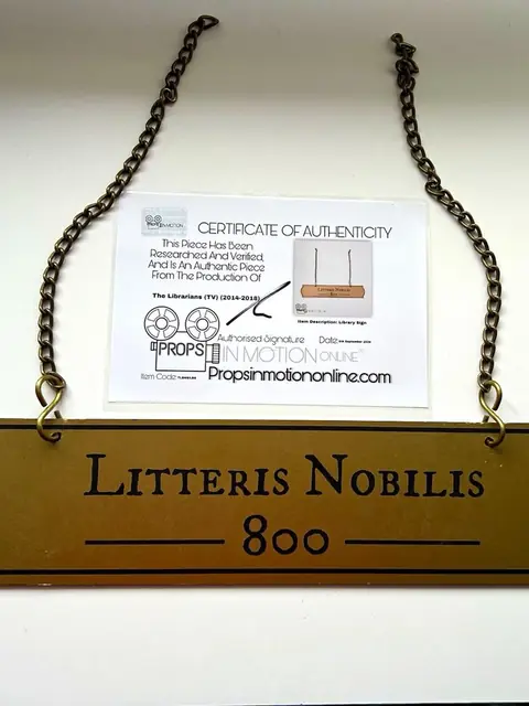 The Librarians Litteris 800 sign Screen Used Movie Prop Film TV COA Worn Sci-fi